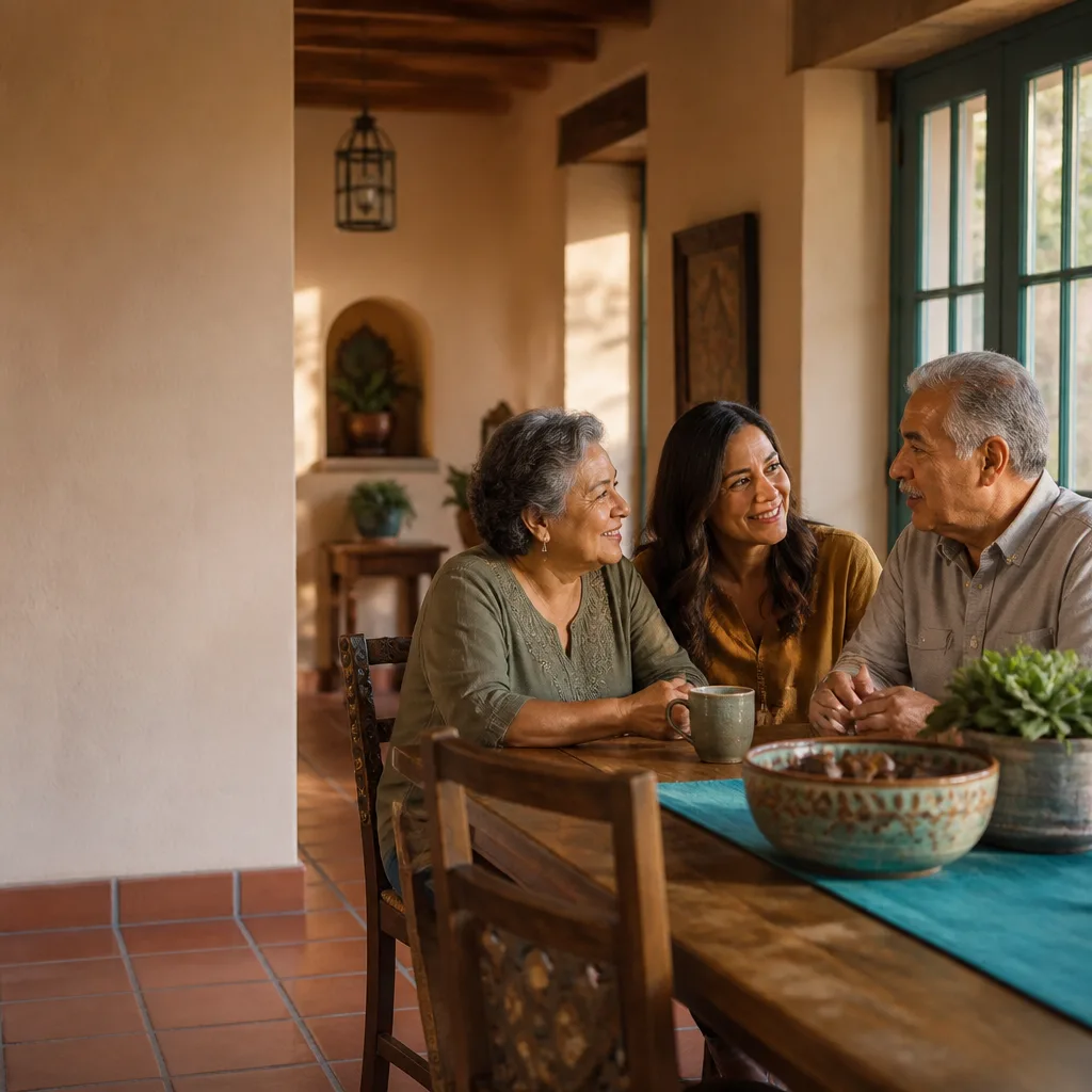 A San Antonio family having a thoughtful conversation about senior care options